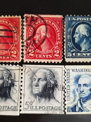 Γραμματόσημα George Washington σαν καινούργια, ΗΠΑ 1908-1981, σετ 5 τεμ.