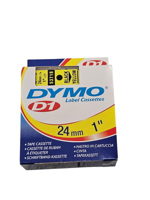 Label tape 24mm black print on yellow background new