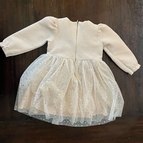 Tulle dress for 2-year-old girl new, beige with gold details