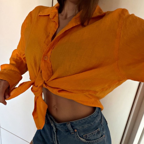 Linen shirt Zara like new, size S, orange