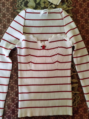 Mango women's blouse new, white with red stripes, size S