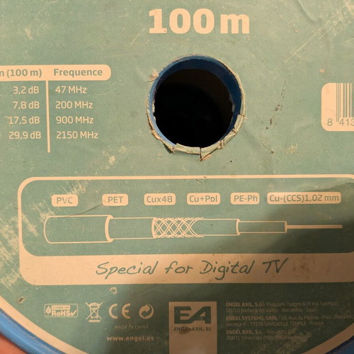 Engel coaxial cable like new, reel of 90 meters