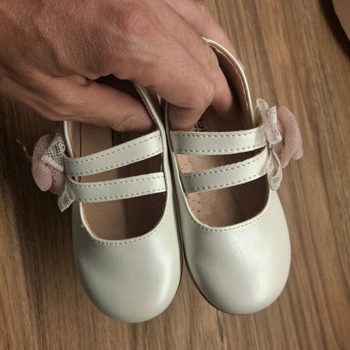Baptism shoes all leather pearl color like new