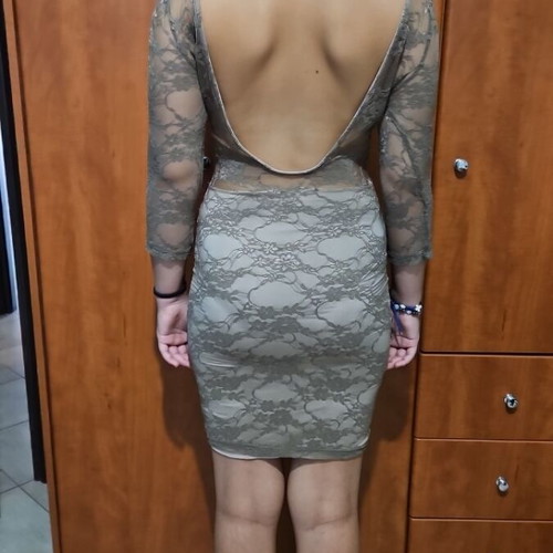 Lace dress small size, like new, black and brown, open back