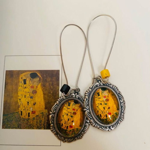 Gustav Klimt The Kiss earrings set, handmade