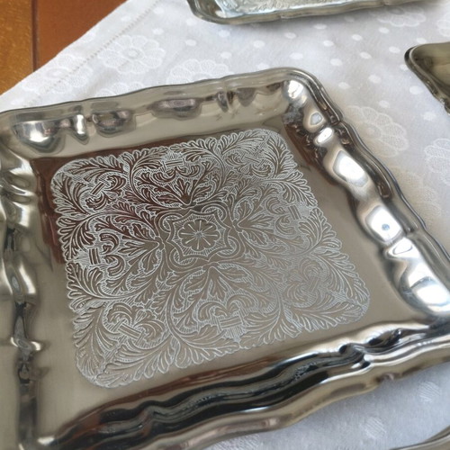 Set of 6 Square Rostfrei 18/C Serving Plates like new
