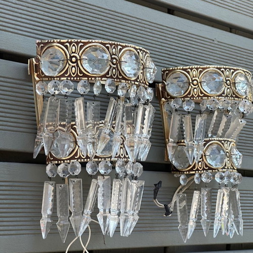 Aluminum wall lights used, set of 2, size 19.5x22 cm