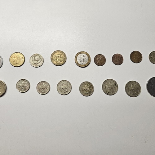 Coins used, set of 17 from various countries