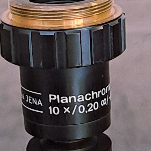 Carl Zeiss Jena Planachromat 10x/0.20 microscope objective lens