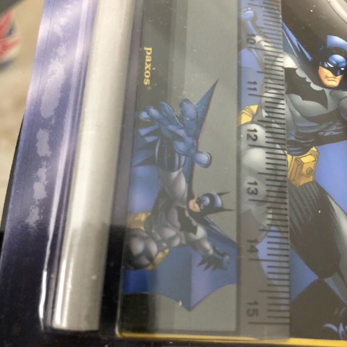 Batman school set new with pencil, ruler, sharpener, eraser and DC Comics notebook