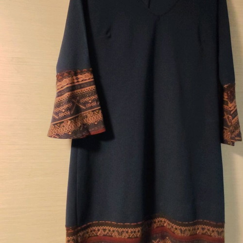 Blue dress like new with brown transparent detail one size