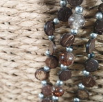 Handmade necklace like new, three strands with beads and wooden pieces Bohemia