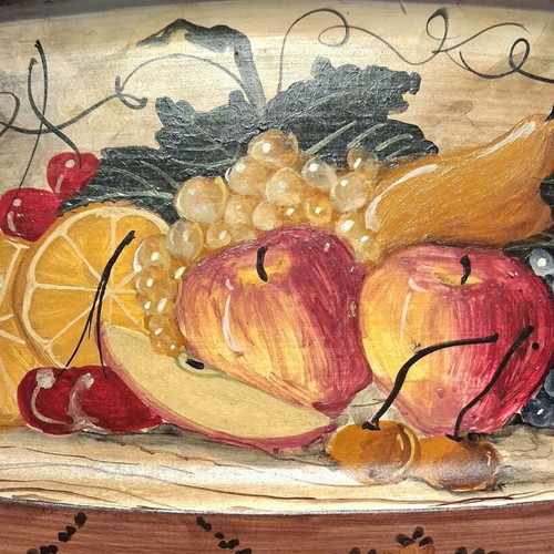 Vintage ceramic platter handpainted with fruit still life, like new