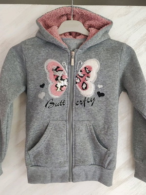 Pink Shell sweatshirt for girl with zipper and hood like new, grey