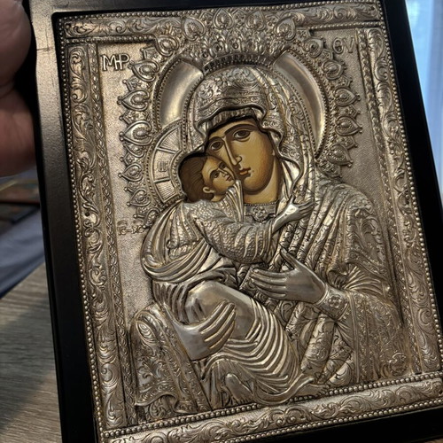 Silver icon of Panagia used, 950 silver