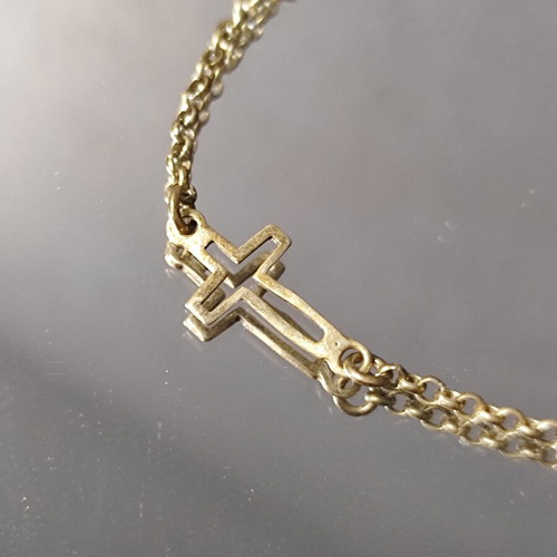 Silver bracelet with evil eye and cross used, 925 silver, 17.5 cm