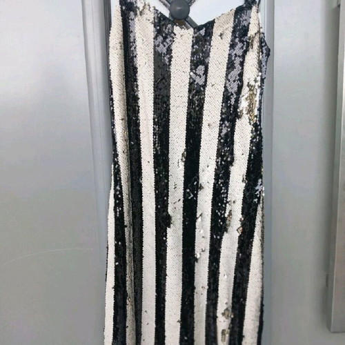 Sequin dress used, size M, black and white
