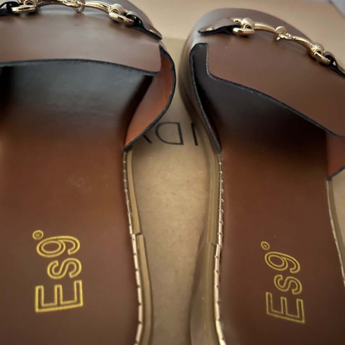 Es9 Women's Flat Sandals Slides Brown Like New Size 39