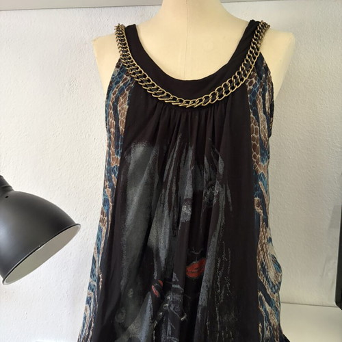 Paranoia mini dress size L like new, black with blue leopard print