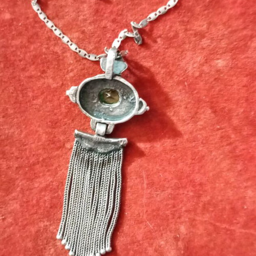 Silver necklace 925 vintage used, Gianniotiko pendant 6cm, chain 44cm