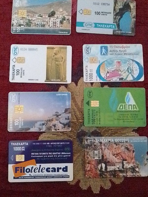 Phone cards used, pack of 8 pieces