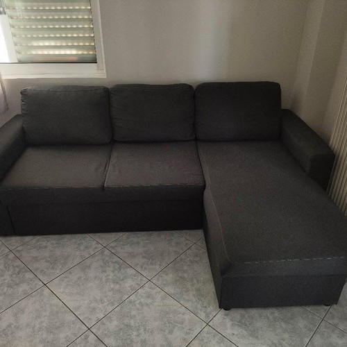 Corner sofa bed, grey, 220x152 cm