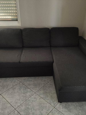 Corner sofa bed, grey, 220x152 cm