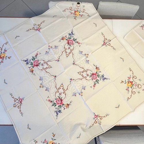 Handmade tablecloth with matching napkins new from Switzerland