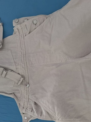 Bershka beige denim salopette shorts, size S