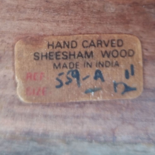 Handmade carved wooden decorative set used, 3 pieces, Sheesham wood