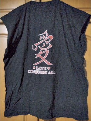 Black sleeveless shirt with back print, like new, size S