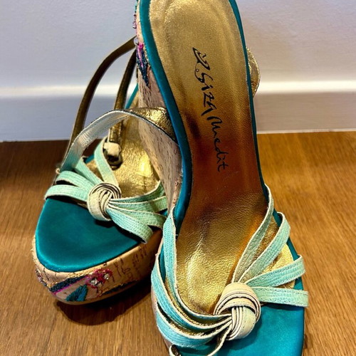 Italian platform sandals size 36-37, multicolor