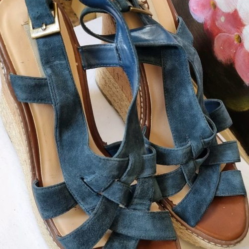 Dune suede platform sandals used, size 41, blue