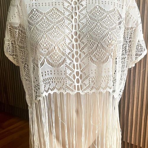 H&M Crop Boho Top Large White like new