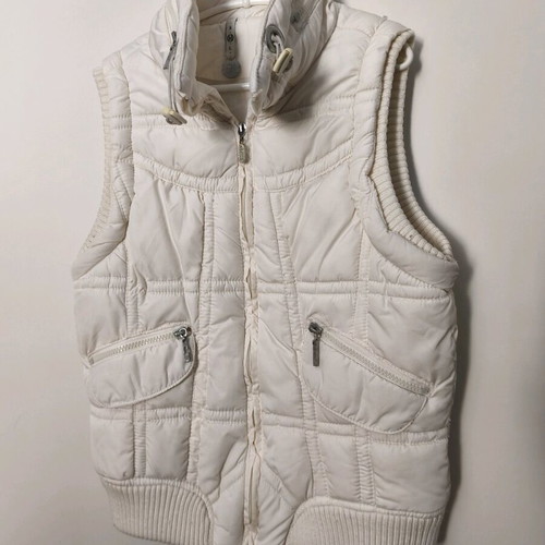 Stradivarius women's vest like new, cream with elastic and zipper