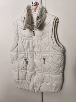 Stradivarius women's vest like new, cream with elastic and zipper