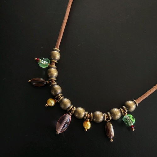 Handmade necklace with semiprecious stones and pearls new, boho style