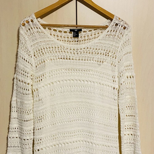 H&M Crochet Dress white, like new, midi, cotton
