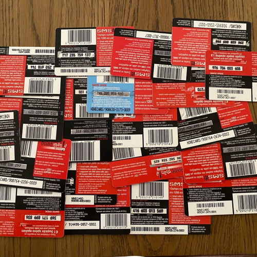 Phone time recharge cards used, pack of 200
