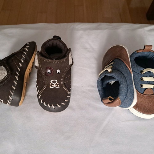 Baby shoes pack of 2 pairs, blue brown and brown, Geox sizes 18-19