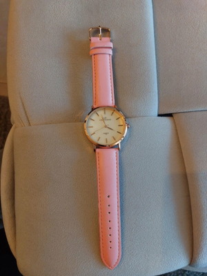 Lee Cooper wristwatch women's stainless steel with pink leather strap like new