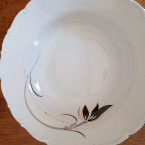 Vintage deep salad bowl porcelain with gold decoration like new