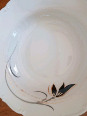 Vintage deep salad bowl porcelain with gold decoration like new