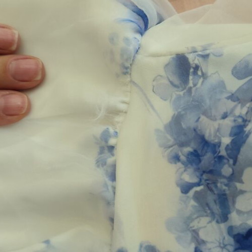 Romantic cocktail mini dress used, white and blue, size XS