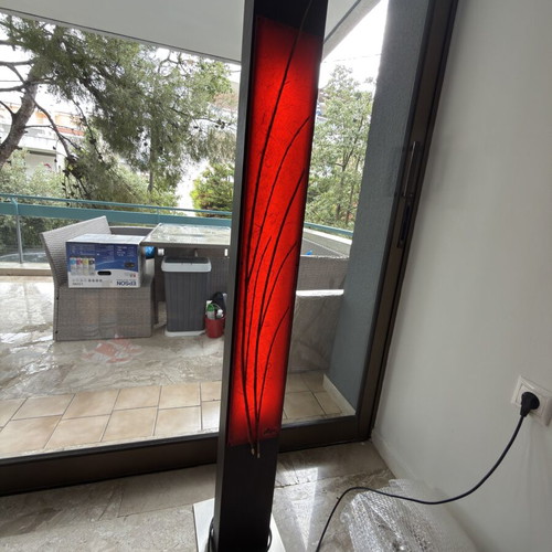 Artease floor lamp like new, 1.52m height, leather and iron