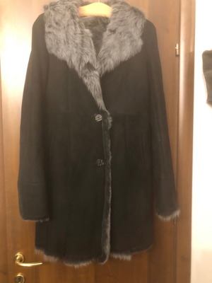 Gueros Costas mouton coat long new unworn women's size L black