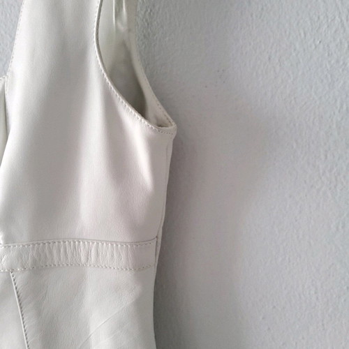 Plein Sud vintage 90s y2k soft grunge preppy buckle leather mini dress like new, white, size M
