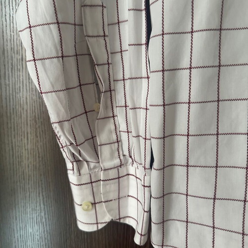 Strellson men's shirt M white with burgundy stripes like new