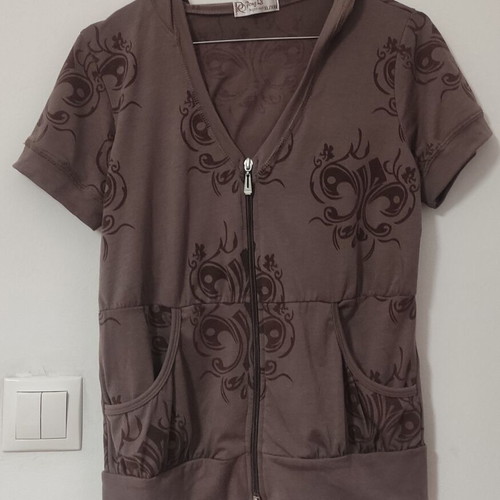 Summer cardigan brown with hood cotton like new, Small-Medium