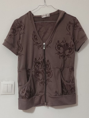 Summer cardigan brown with hood cotton like new, Small-Medium